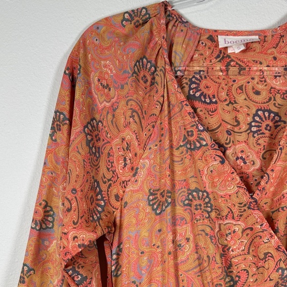 Anthropologie Boemo Coral Pink Tiered Maxi Dress Long Sleeve Boho Size S - Picture 9 of 12